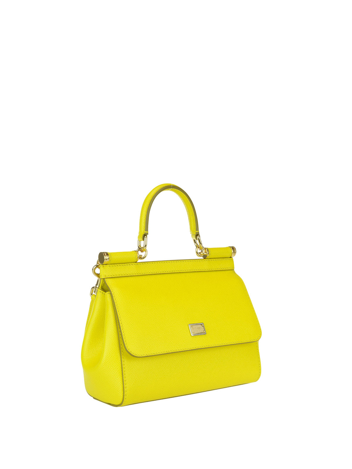 Sicily Small Leather Tote Bag in Yellow - Dolce Gabbana