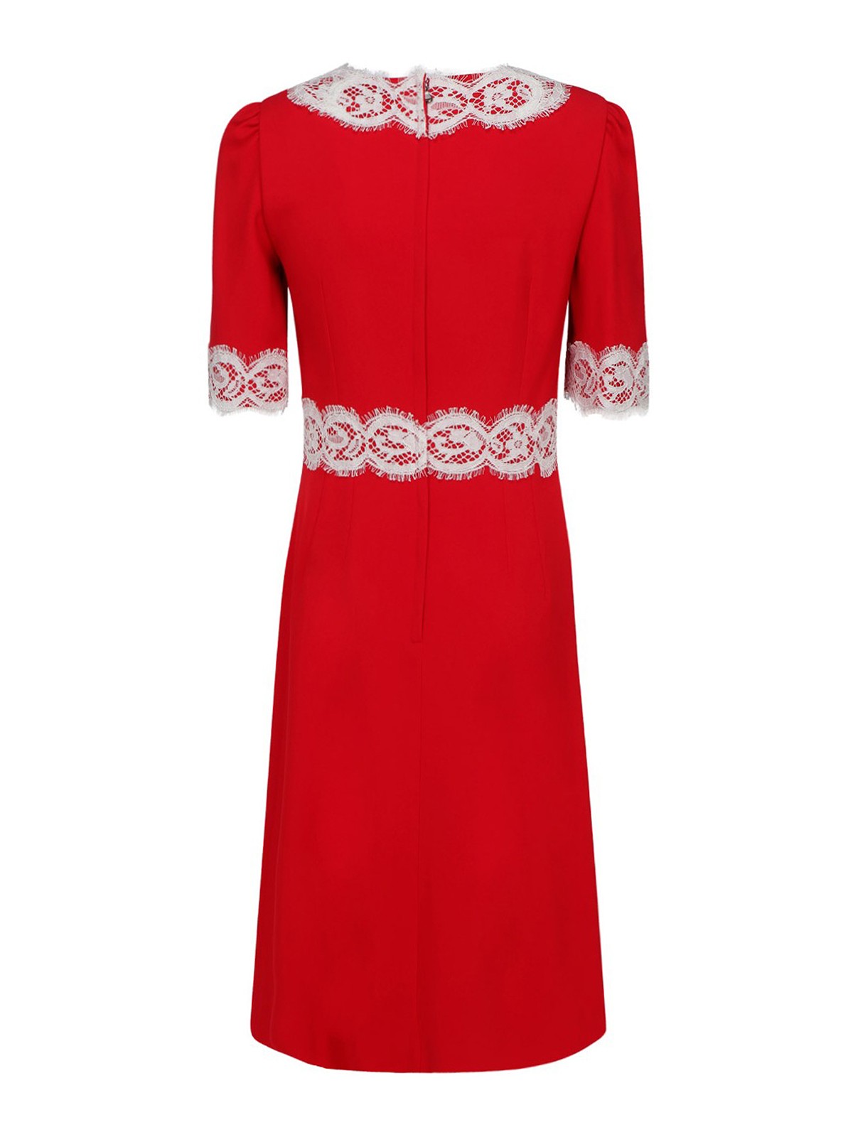 Dolce & Gabbana Cady knee length dress with lace details|F6J71TFURDVR0156