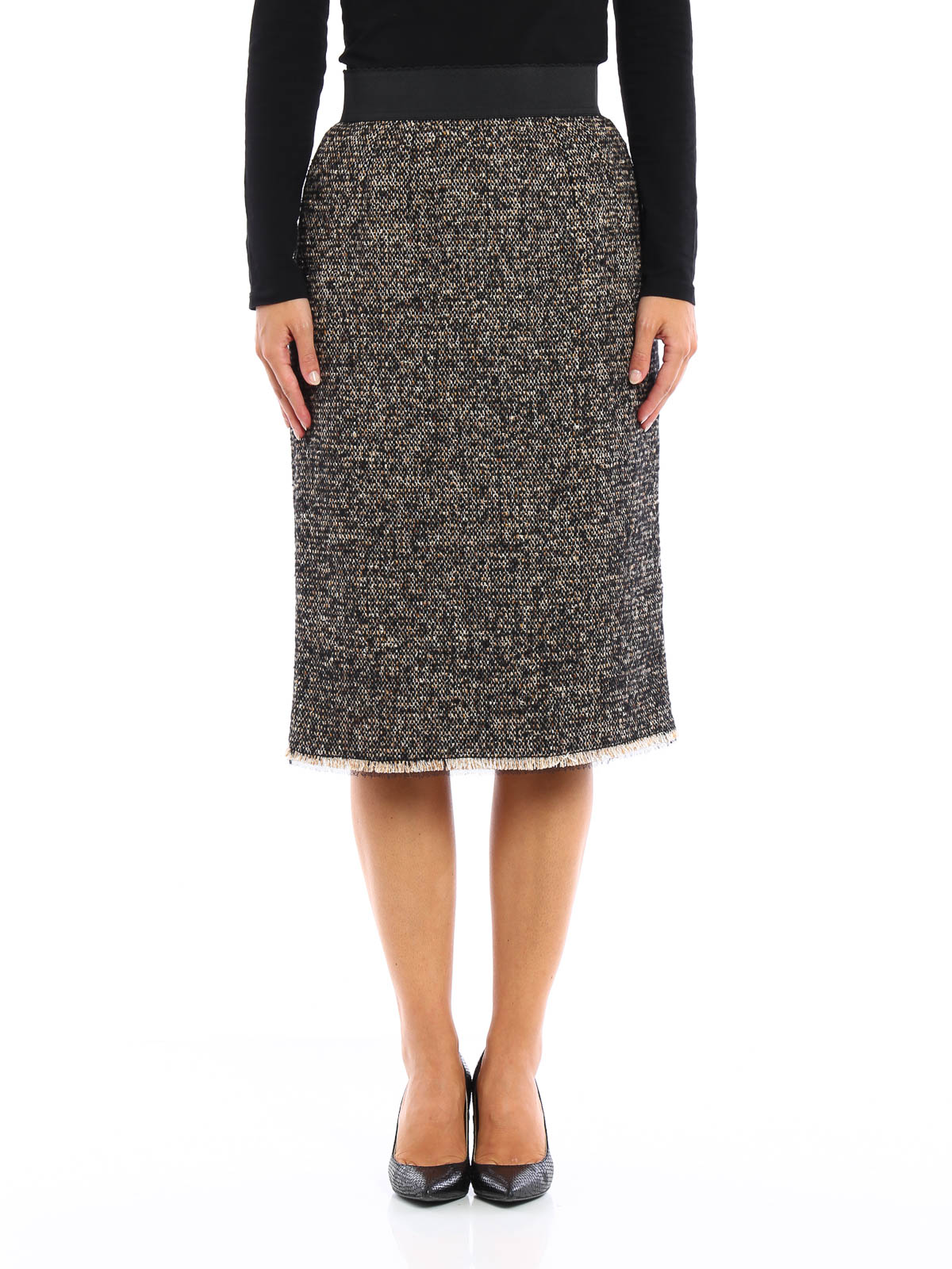 【関税＆送料込み】Dolce & Gabbana Wool Midi Skirt Dolce & Gabbana Virgin wool-blend Pinstripe Midi Skirt