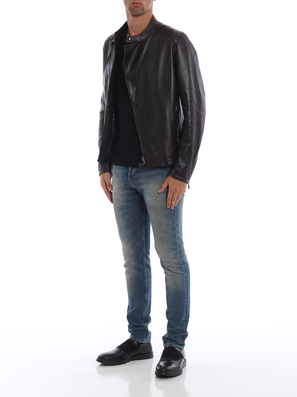 Dolce & Gabbana Plum nappa lamb leather biker jacket|G9LN1LHULBBM2762 Dolce & Gabbana Plum nappa lamb leather biker jacket|G9LN1LHULBBM2762