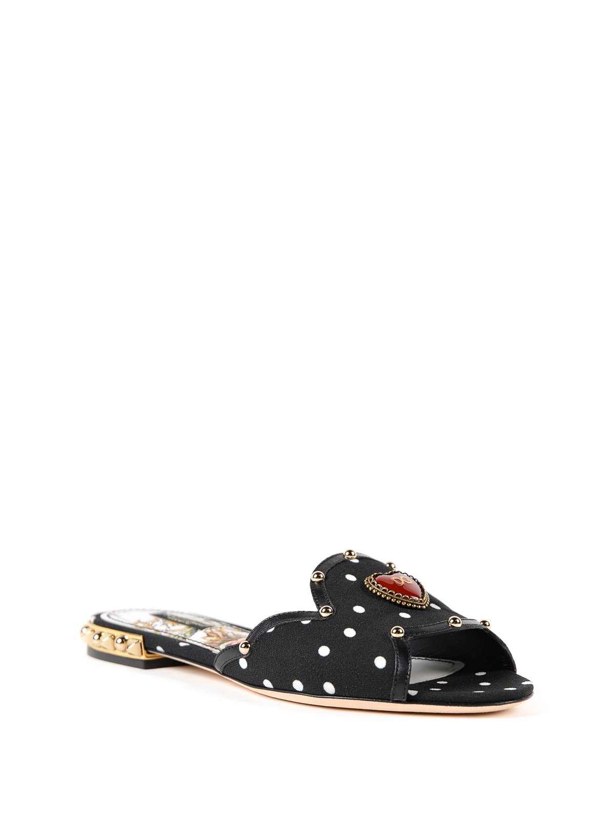 Dolce &Gabbana heart embellished Slides DOLCE & GABBANA DEVOTION Pearl Heart Leather Sandals Shoes  main image 3
