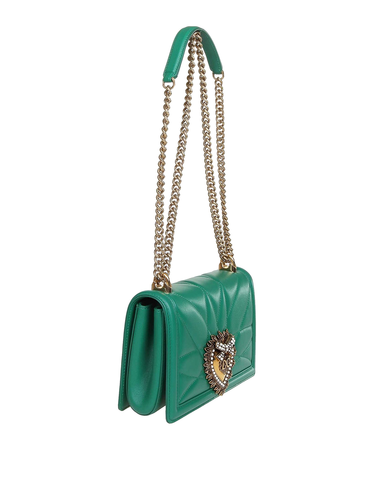 Dolce & Gabbana Mini Quilted Leather Devotion Bag In Green