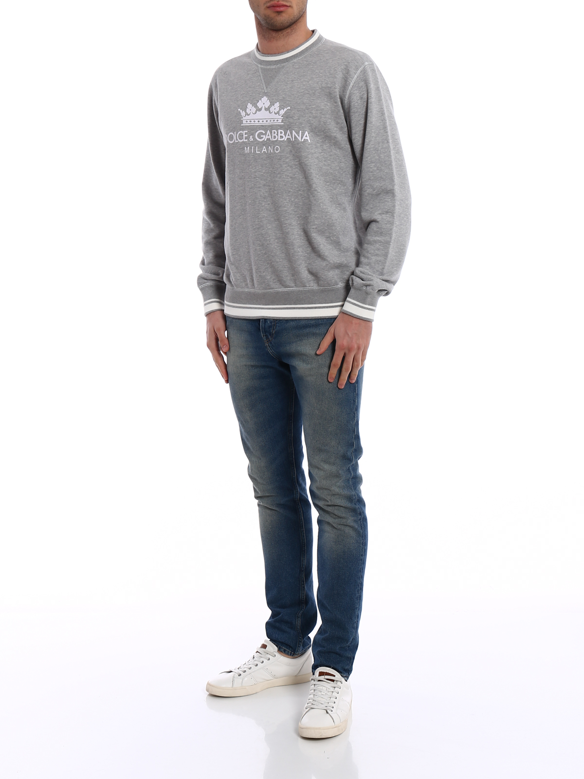 Dolce & Gabbana Crown logo melange grey sweatshirt|G9KJ3THU7ALS8294