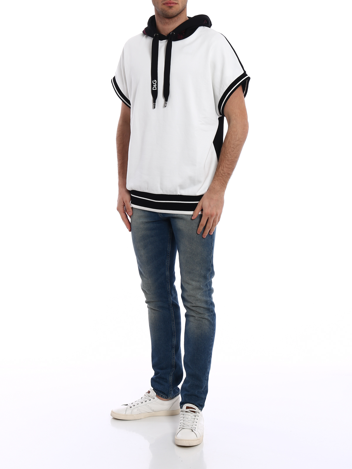 Dolce & Gabbana Short sleeved bicolour over hoodie