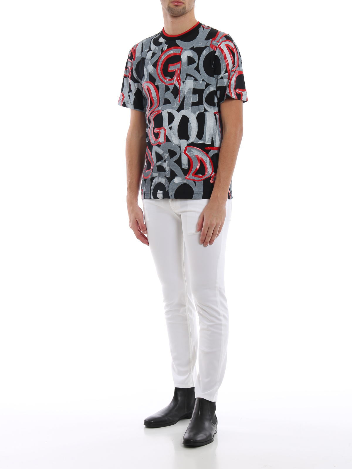 DOLCE&GABBANA グラフィティ Tシャツ Dolce & Gabbana Graffiti print jersey T-shirt|G8JT0THH7EXHNW42