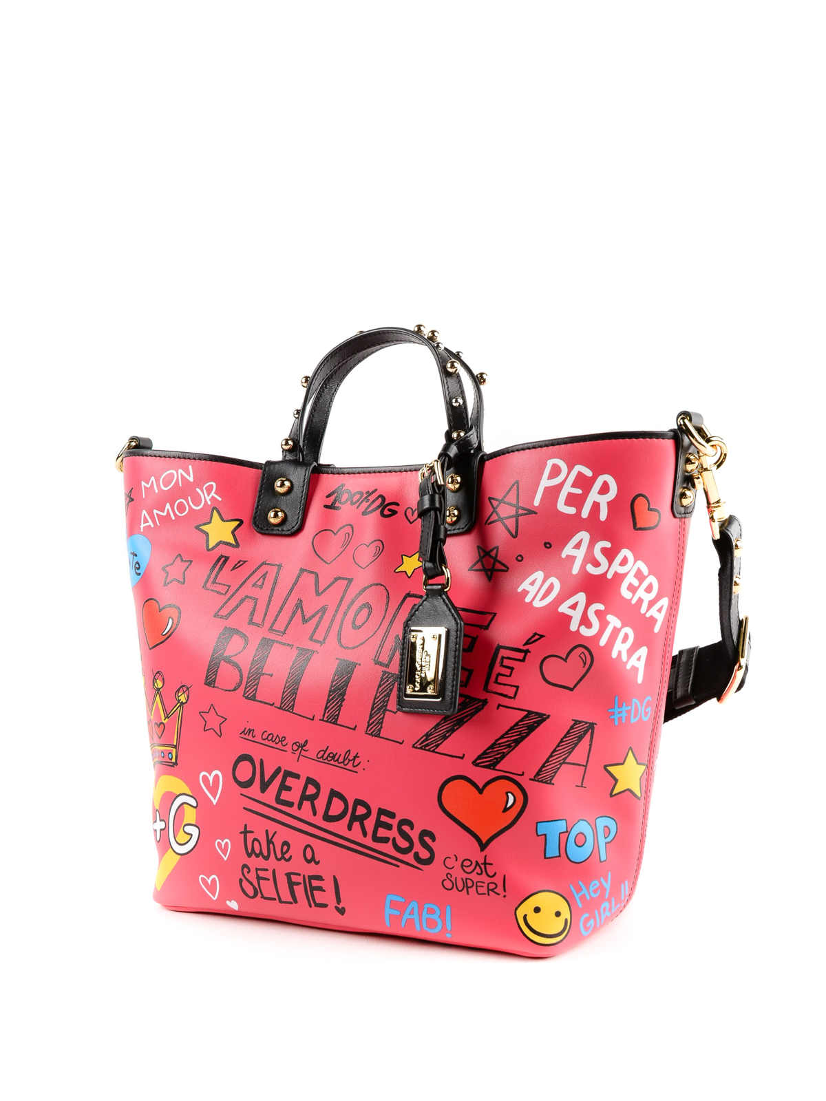 Graffiti Print Leather Tote Bag DOLCE & GABBANA