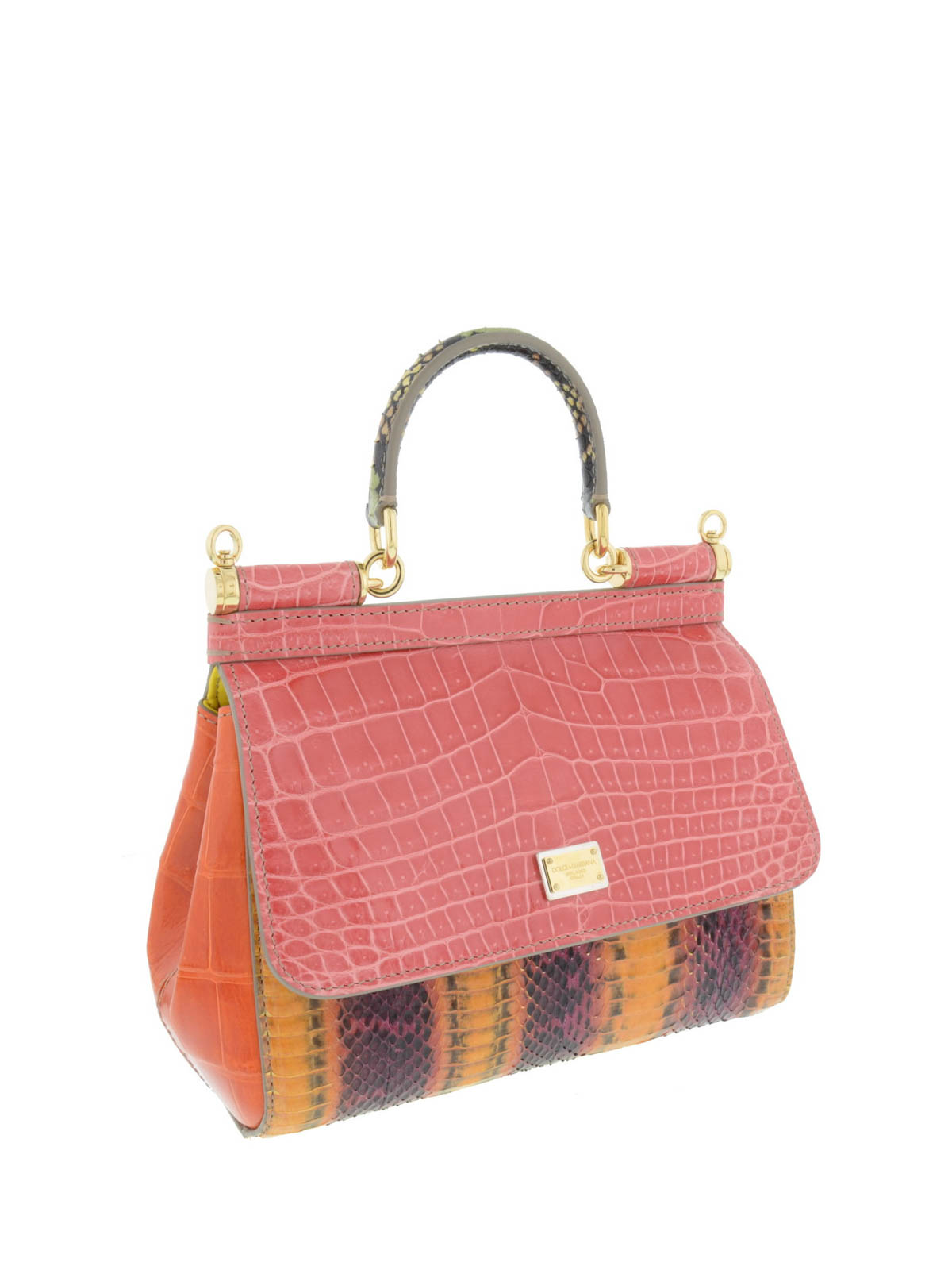 Dolce & Gabbana Multicolor Python and Crocodile Small Miss Sicily Top  Handle Bag Dolce & Gabbana