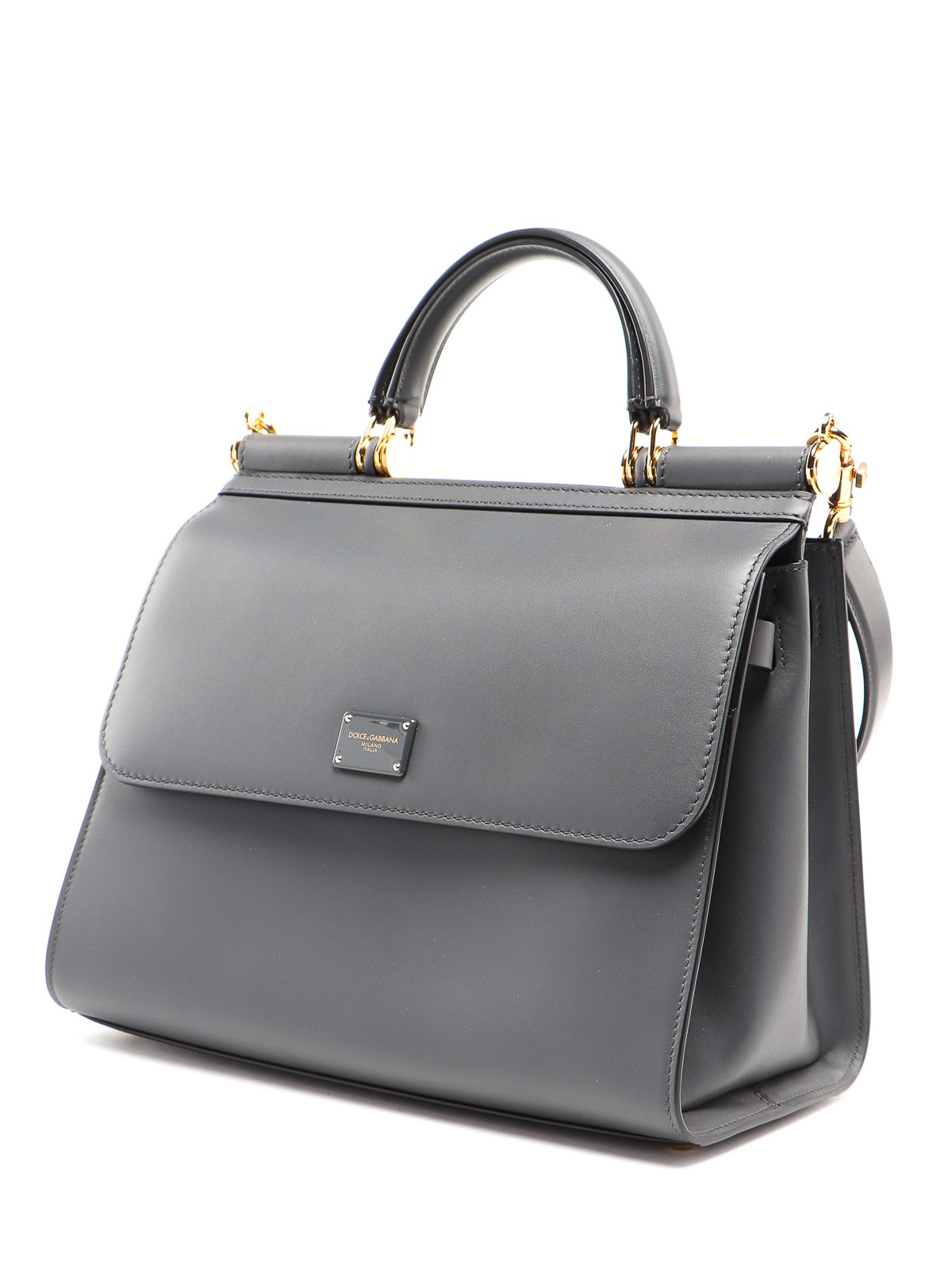 Dolce & Gabbana Sicily 58 Large Leather Bag in Gray