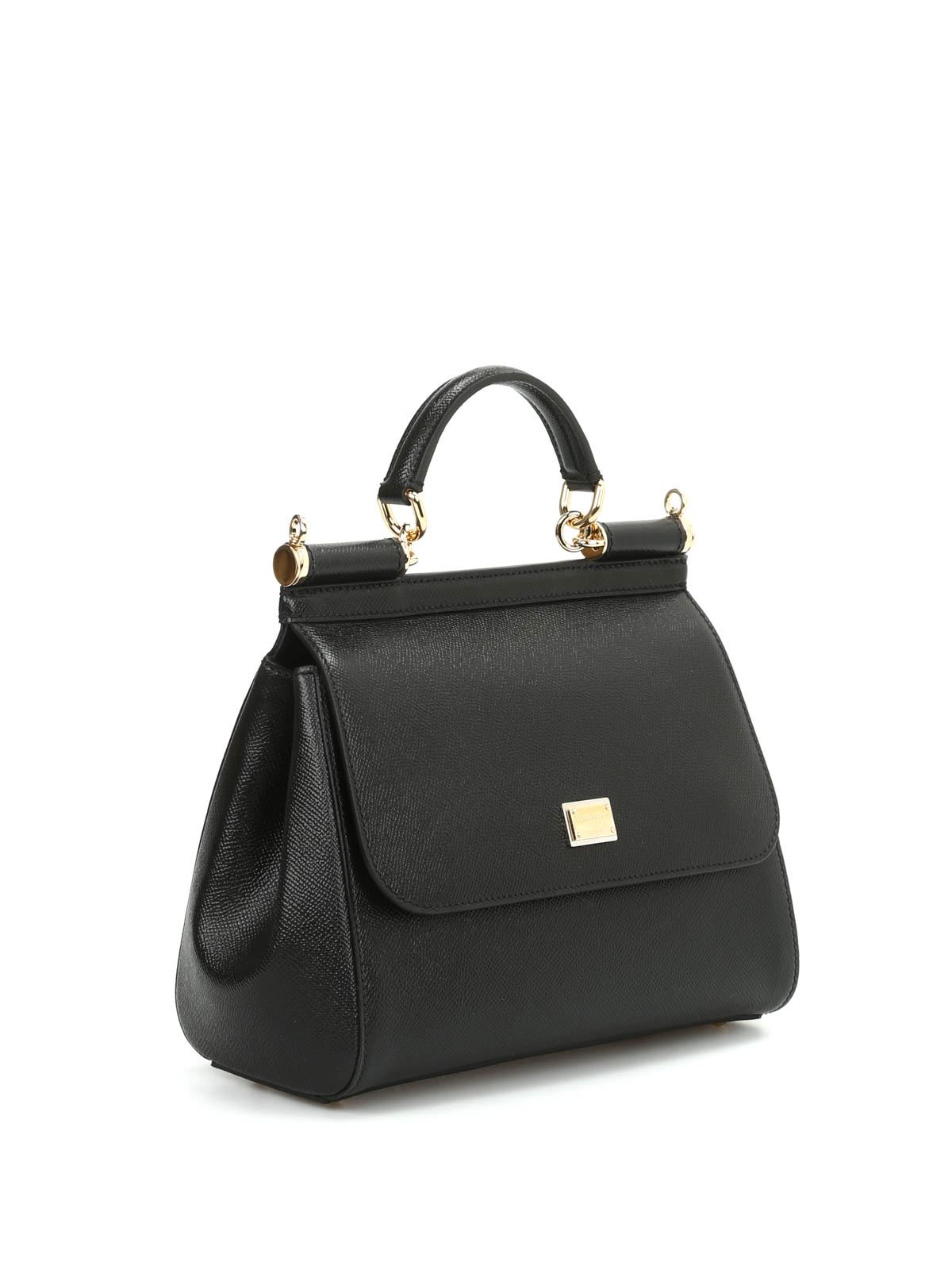 Shop Dolce & Gabbana Sicily Medium Leather Bag In Negro