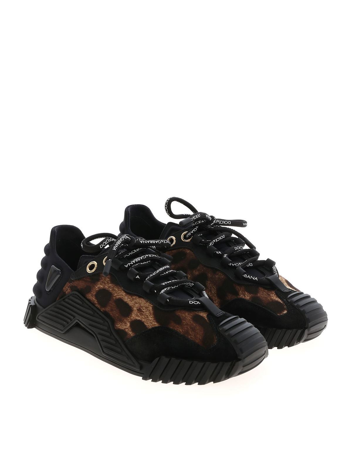 Shop Dolce & Gabbana Animal Print Detail Sneakers In Black