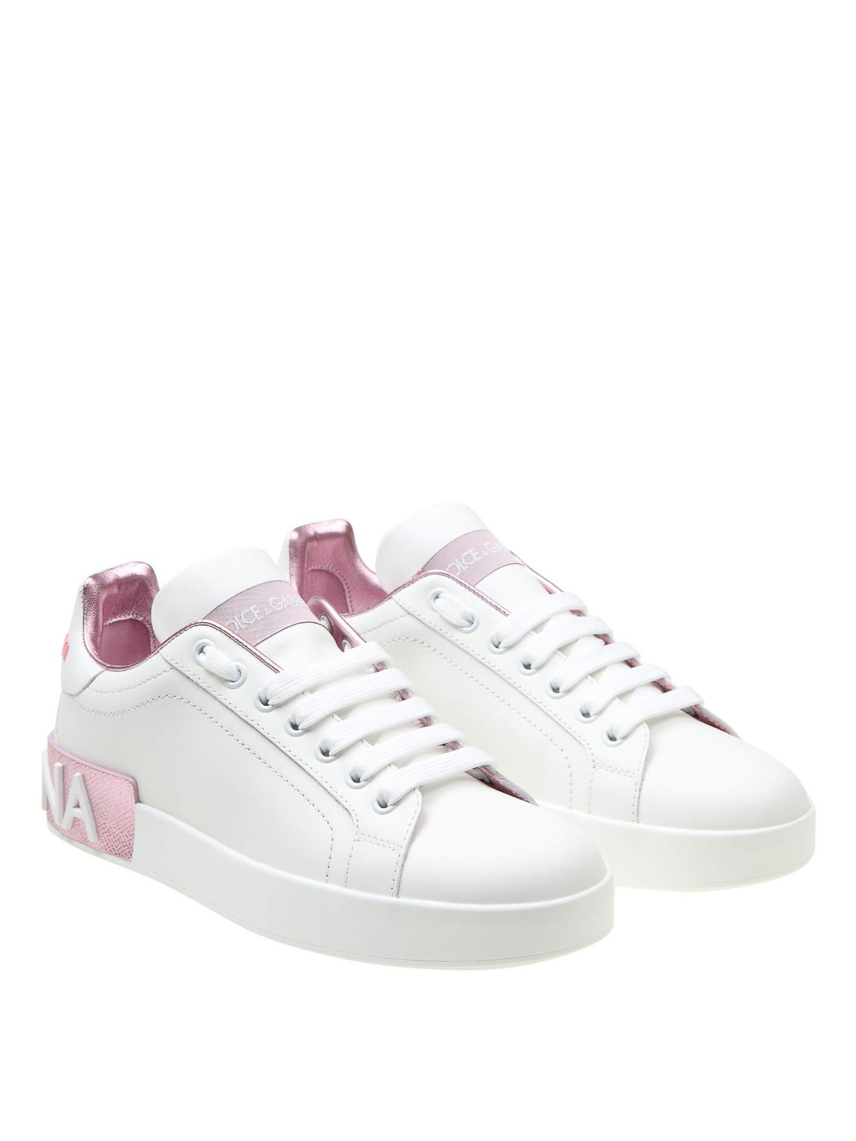 Shop Dolce & Gabbana Portofino Two-tone Sneakers In Blanco