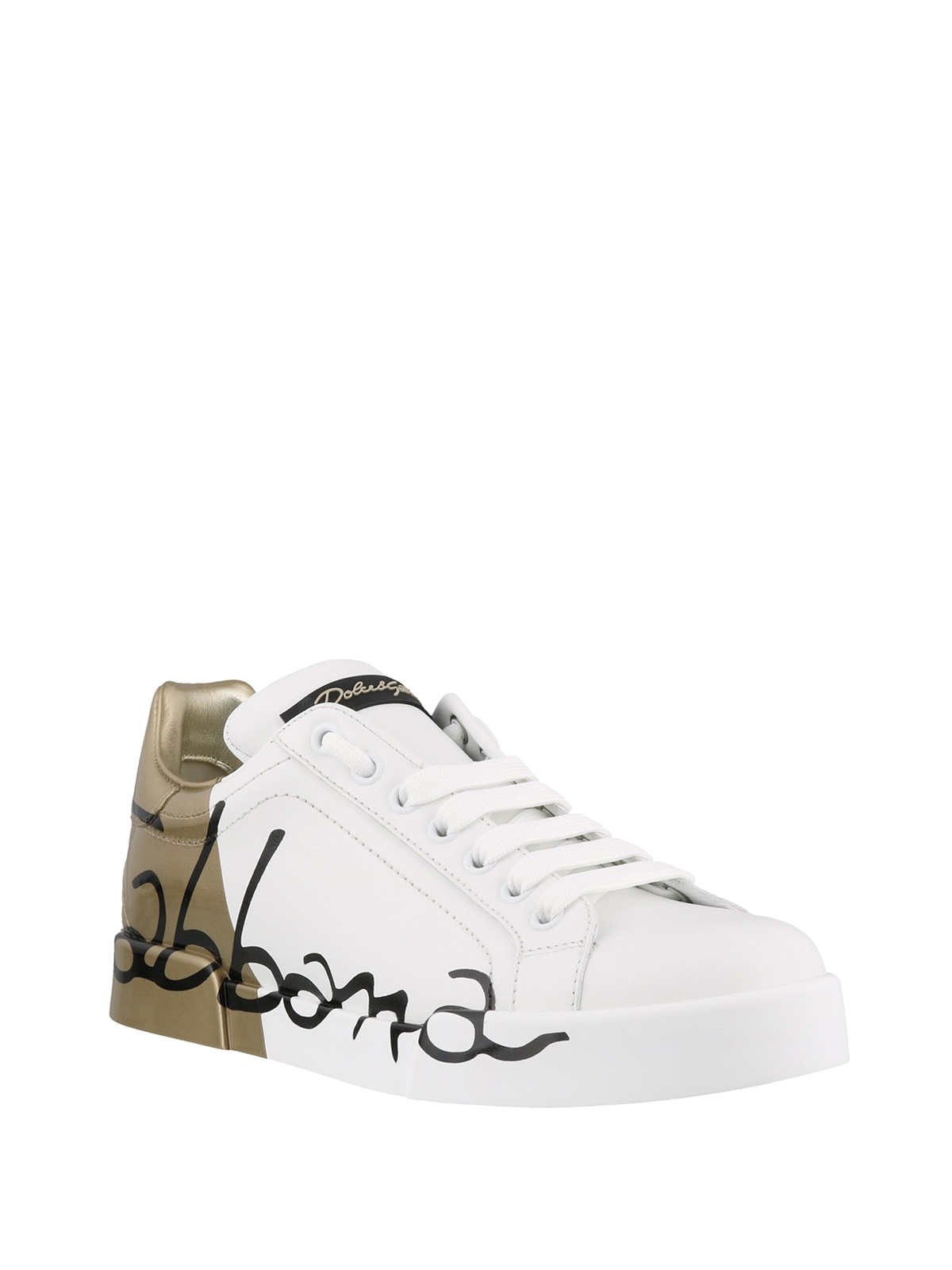 by Stat bunke Trainers Dolce & Gabbana - Portofino white and gold leather sneakers -  CK1600AI053HH821