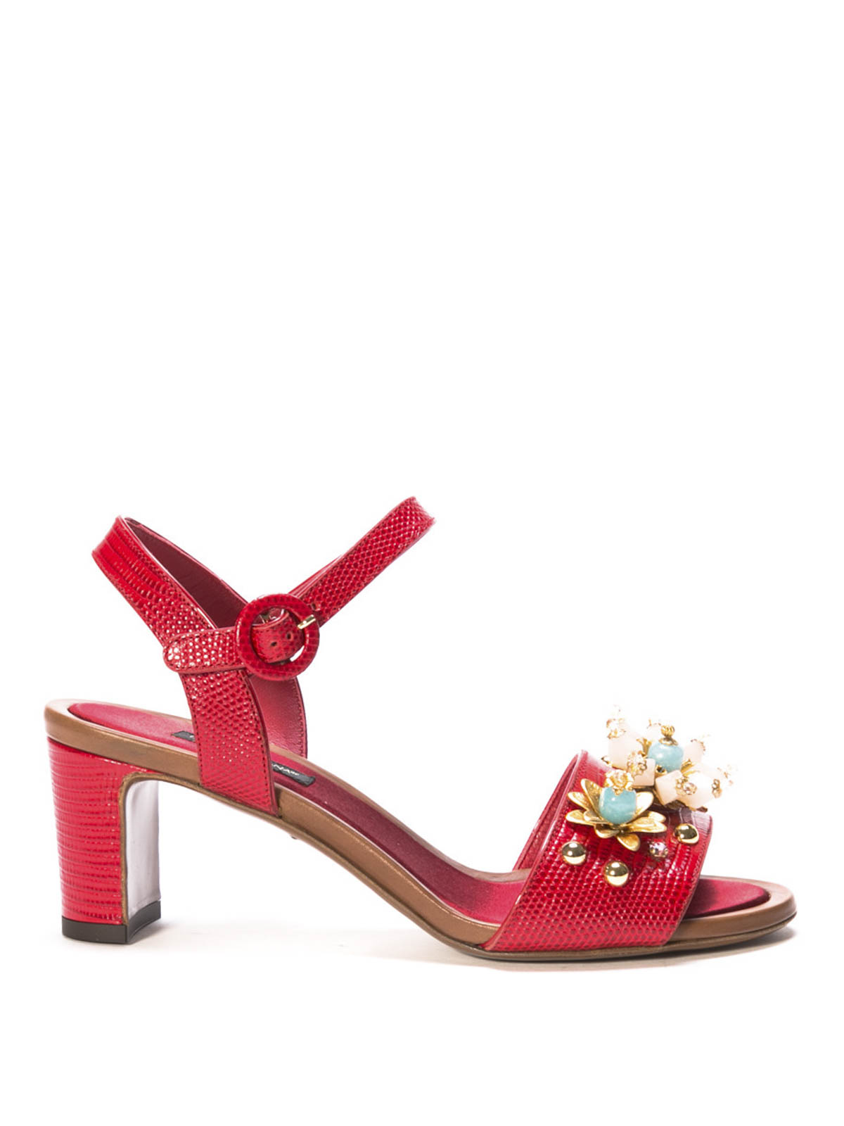 Dolce & Gabbana Leather Embellished Heeled Sandals 105 | Harrods AO