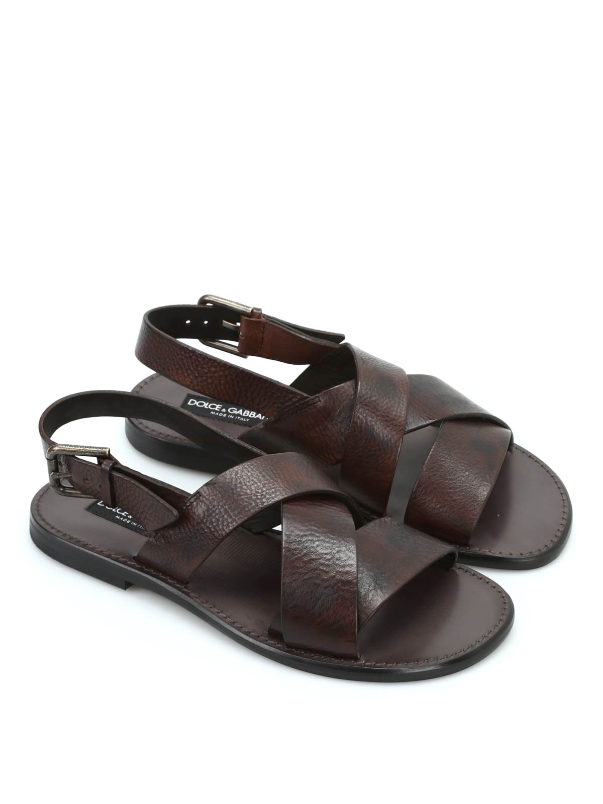 Dolce & Gabbana Men\'s Dark Leather Sandals Dolce & Gabbana Black Leather Studded Slides Sandals Men main image 2