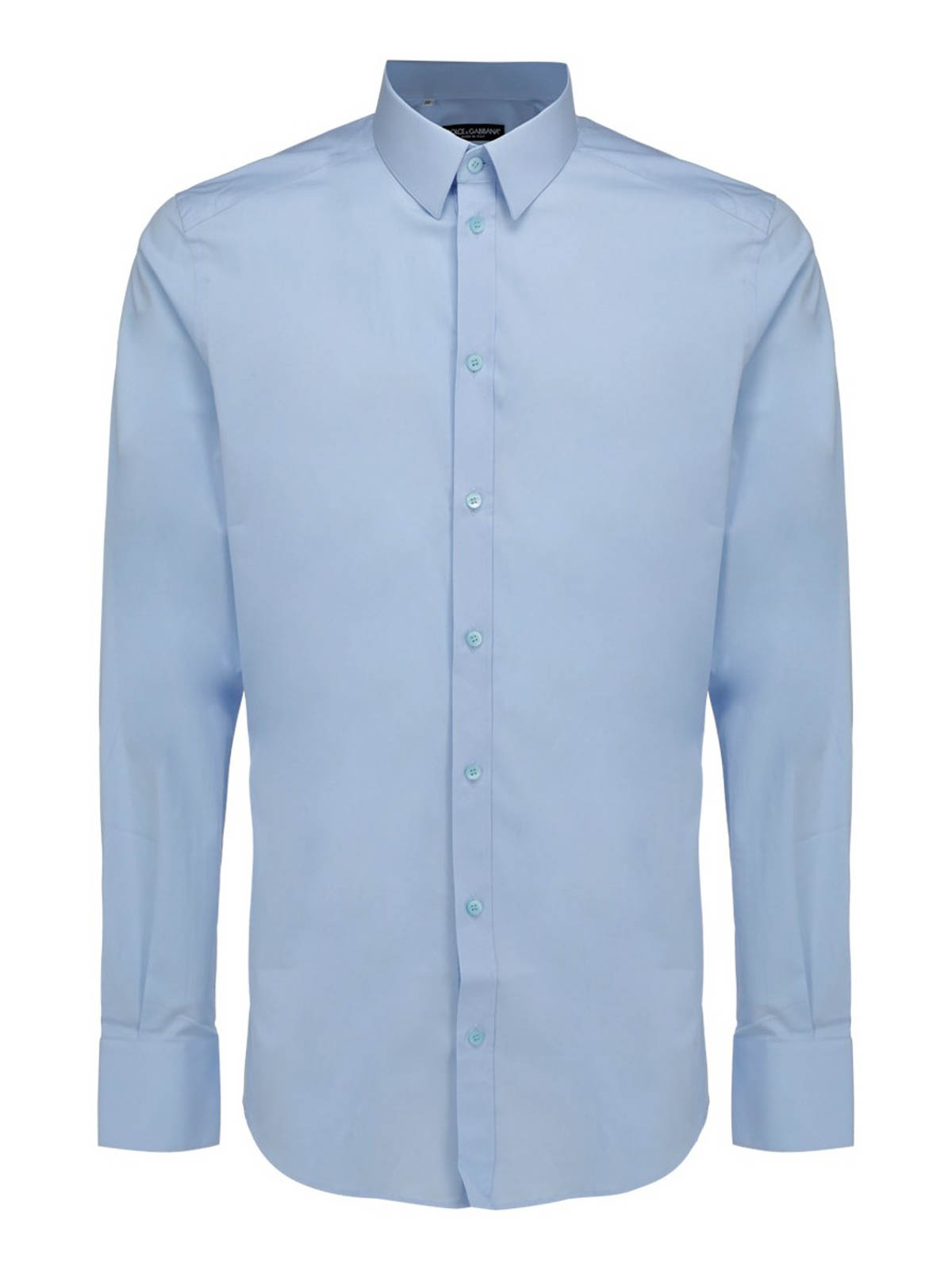 Dolce & Gabbana Cotton Poplin Shirt In Light Blue