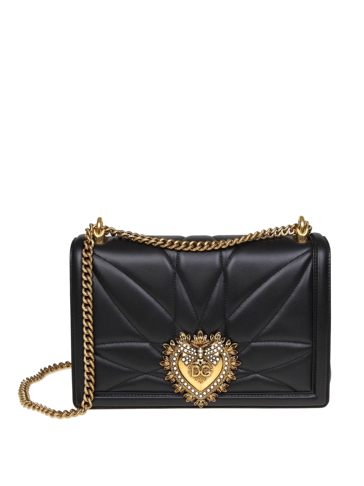 Dolce & Gabbana Devotion Black Quilted Nappa Large Bag