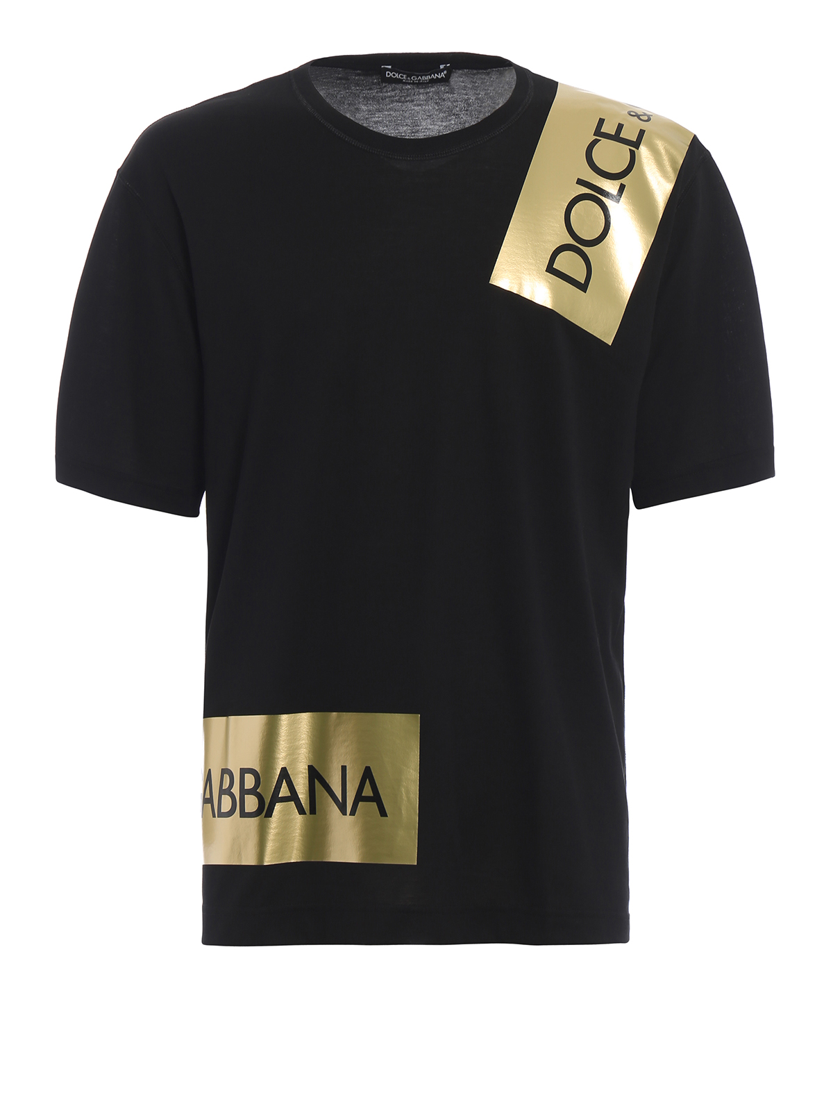 T-shirts Dolce & Gabbana - Gold-tone logo print black T-shirt