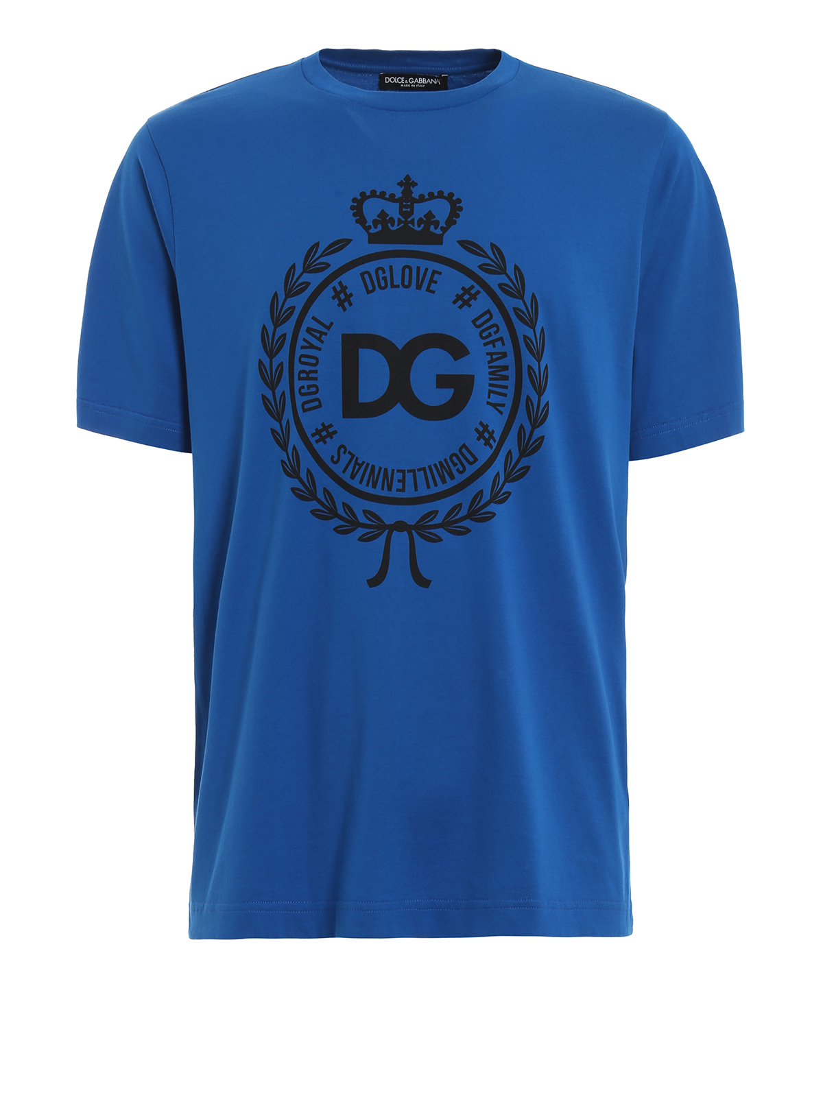 Dolce & Gabbana Logo print blue cotton crew neck T-shirt