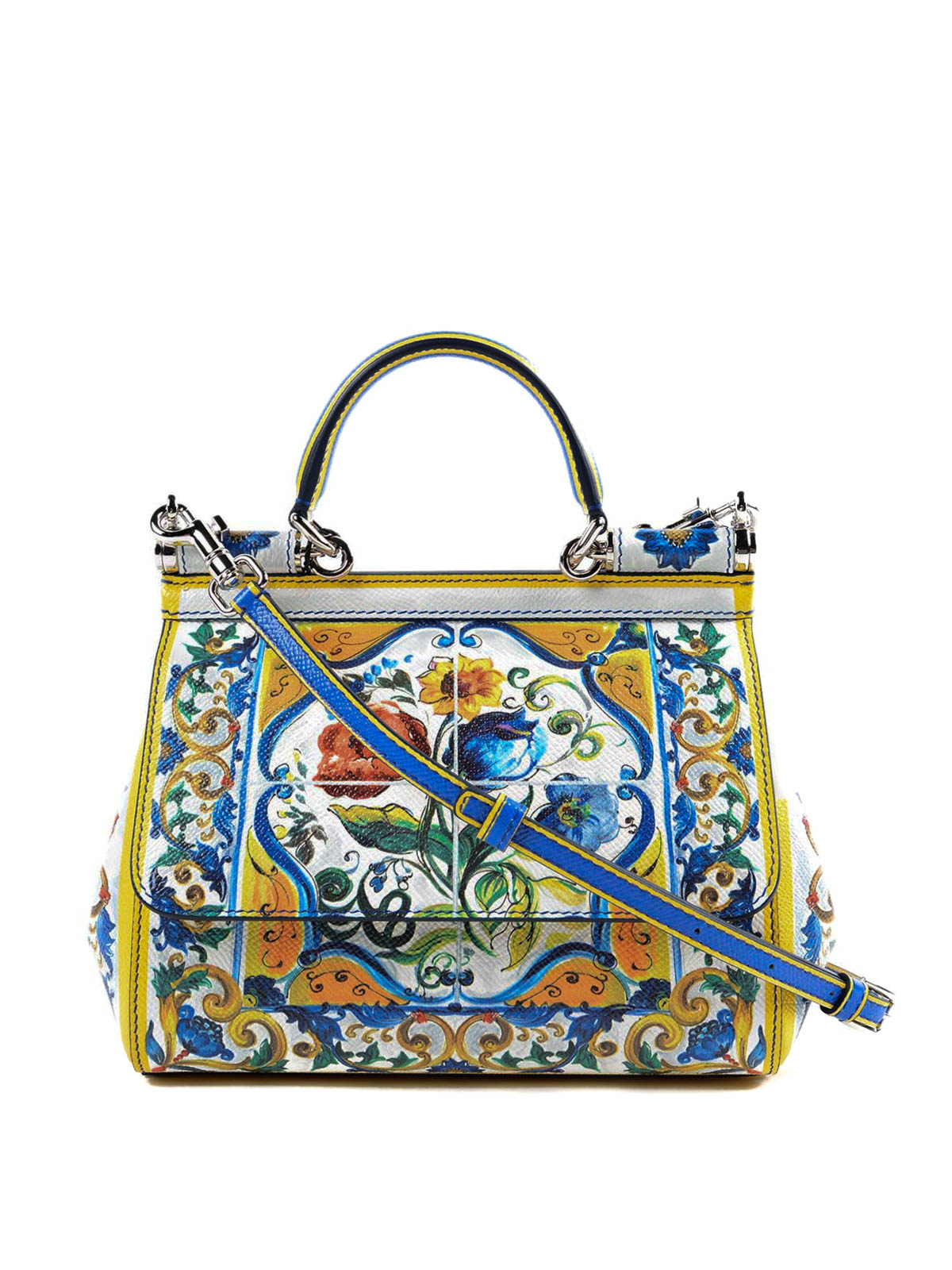 Dolce & Gabbana Blue Majolica Print Dauphine Sicily Shoulder Bag