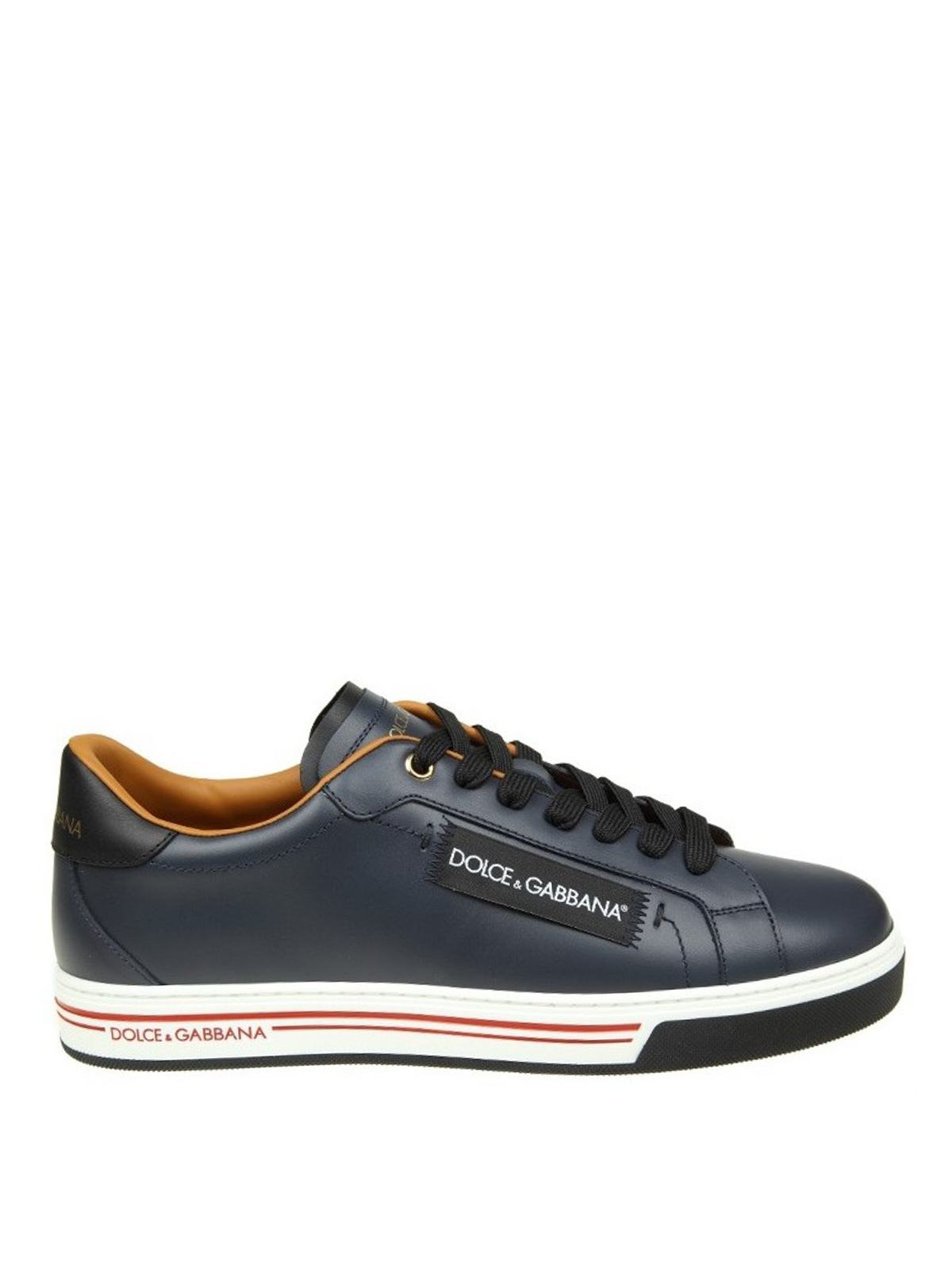 【関税&送料込】Dolce & Gabbana Dolce Gabbana Smooth Leather Dolce & Gabbana Black Cap Toe Low Top Sneakers Size 40.5 | eBay