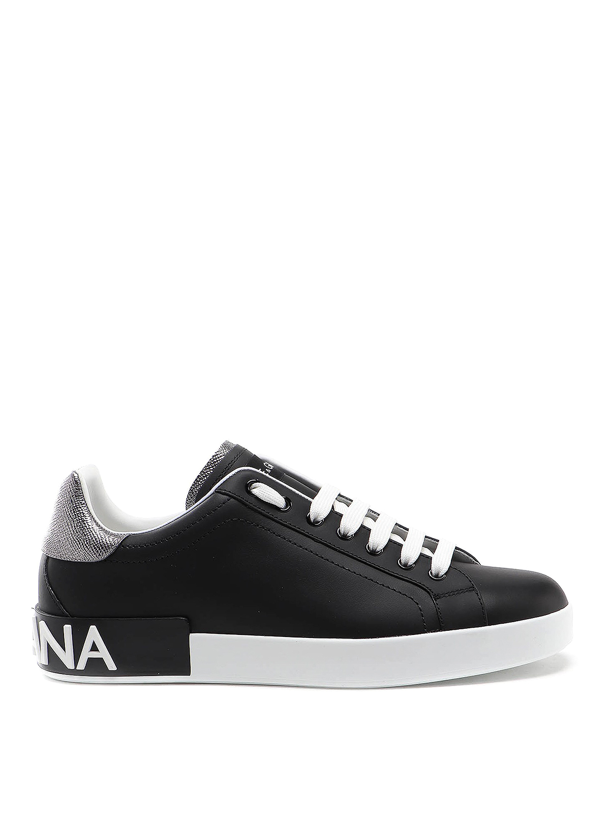 Shop Dolce & Gabbana Portofino Leather Sneakers In Negro