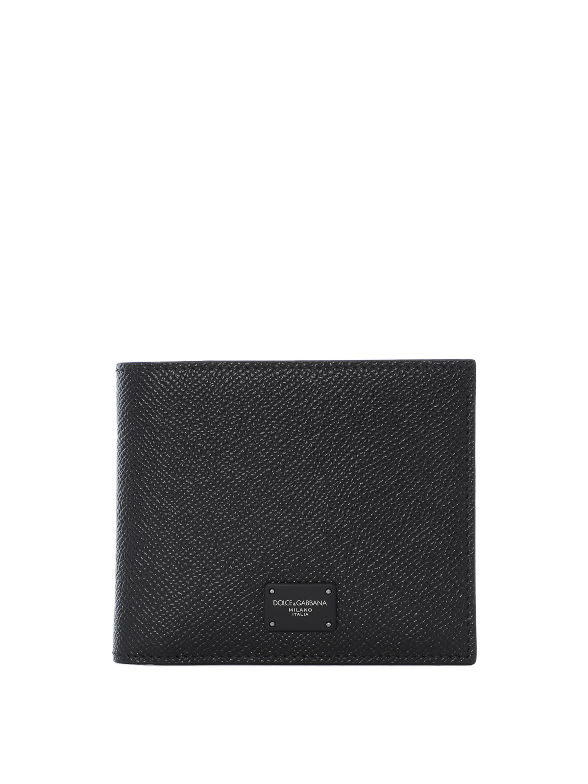 Dolce & Gabbana Black Dauphine Leather Wallet In Negro