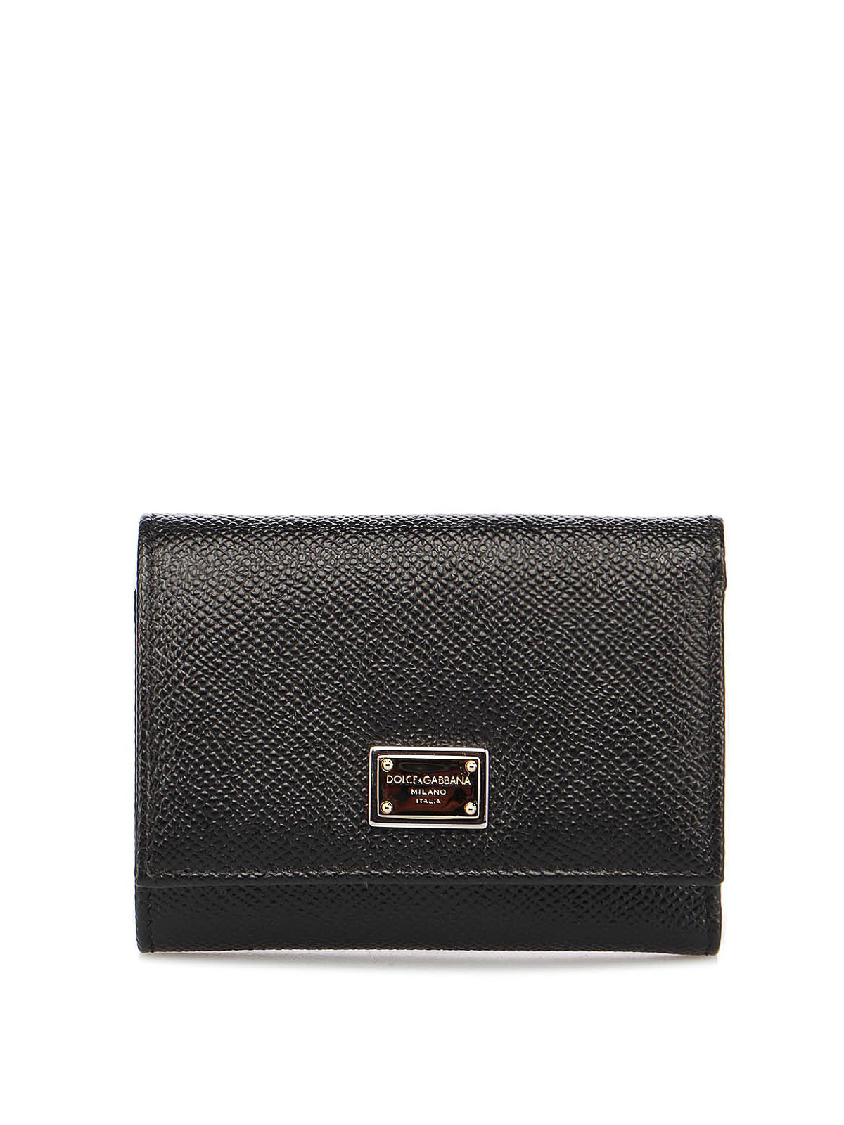 Dolce & Gabbana Small Leather Continental Wallet In Negro