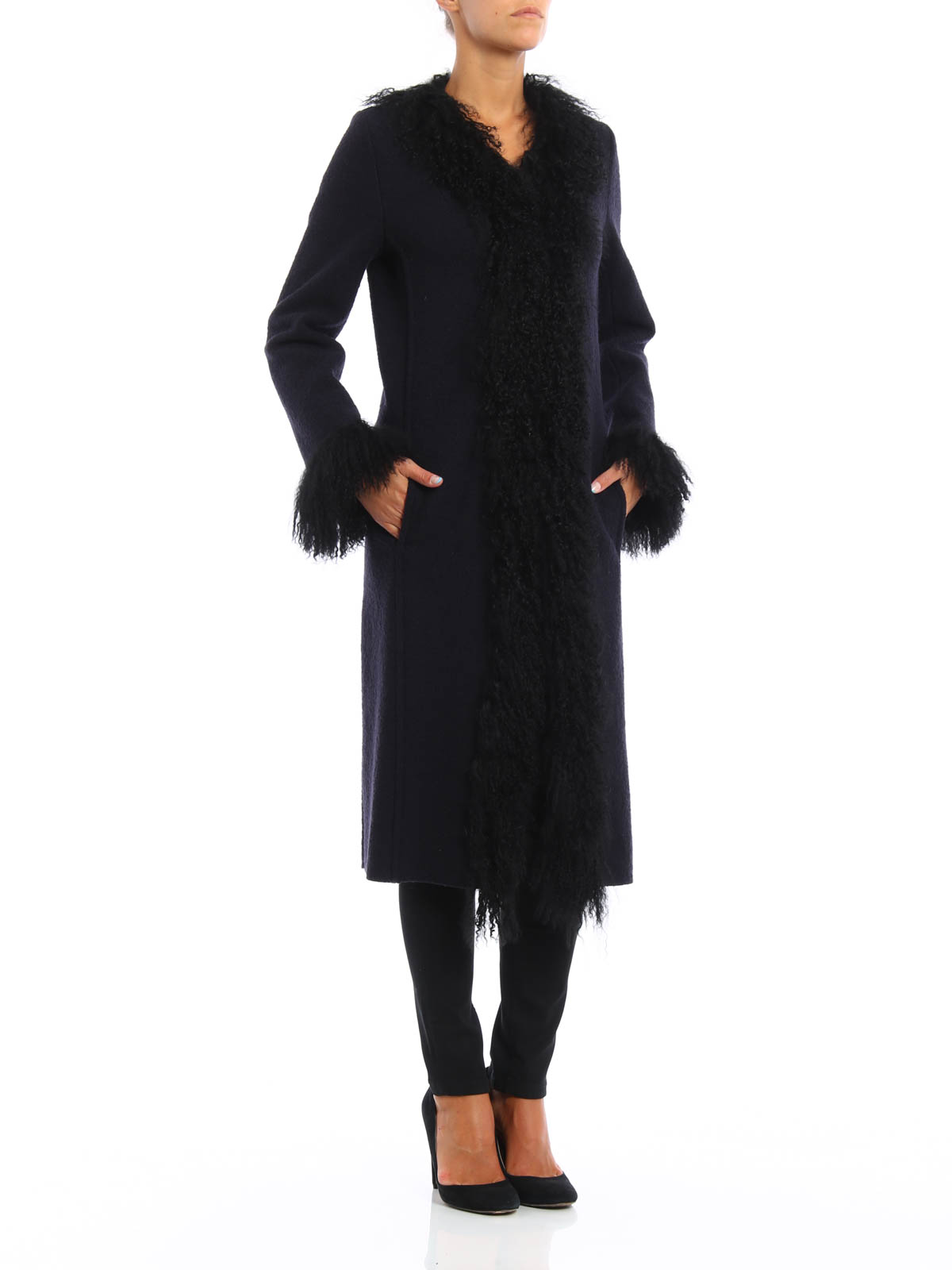 ロングコート Dondup - Vivianne mongolian fur coat - J961JS117DXXX890