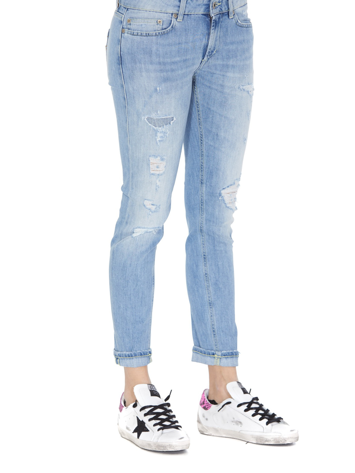 Jean Dondup Blurry Femme – Taille 27/36/38, Droit, Bleu Délavé