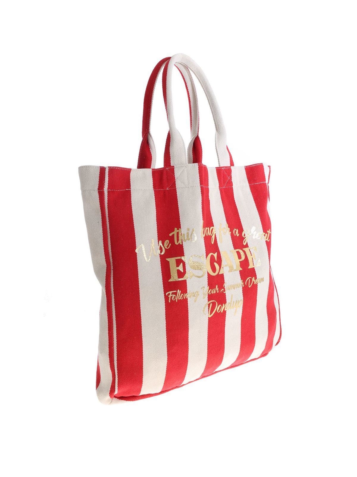 Totes bags Dondup - Laminated shopper bag in ecru and - WB119Y00712DXXX112