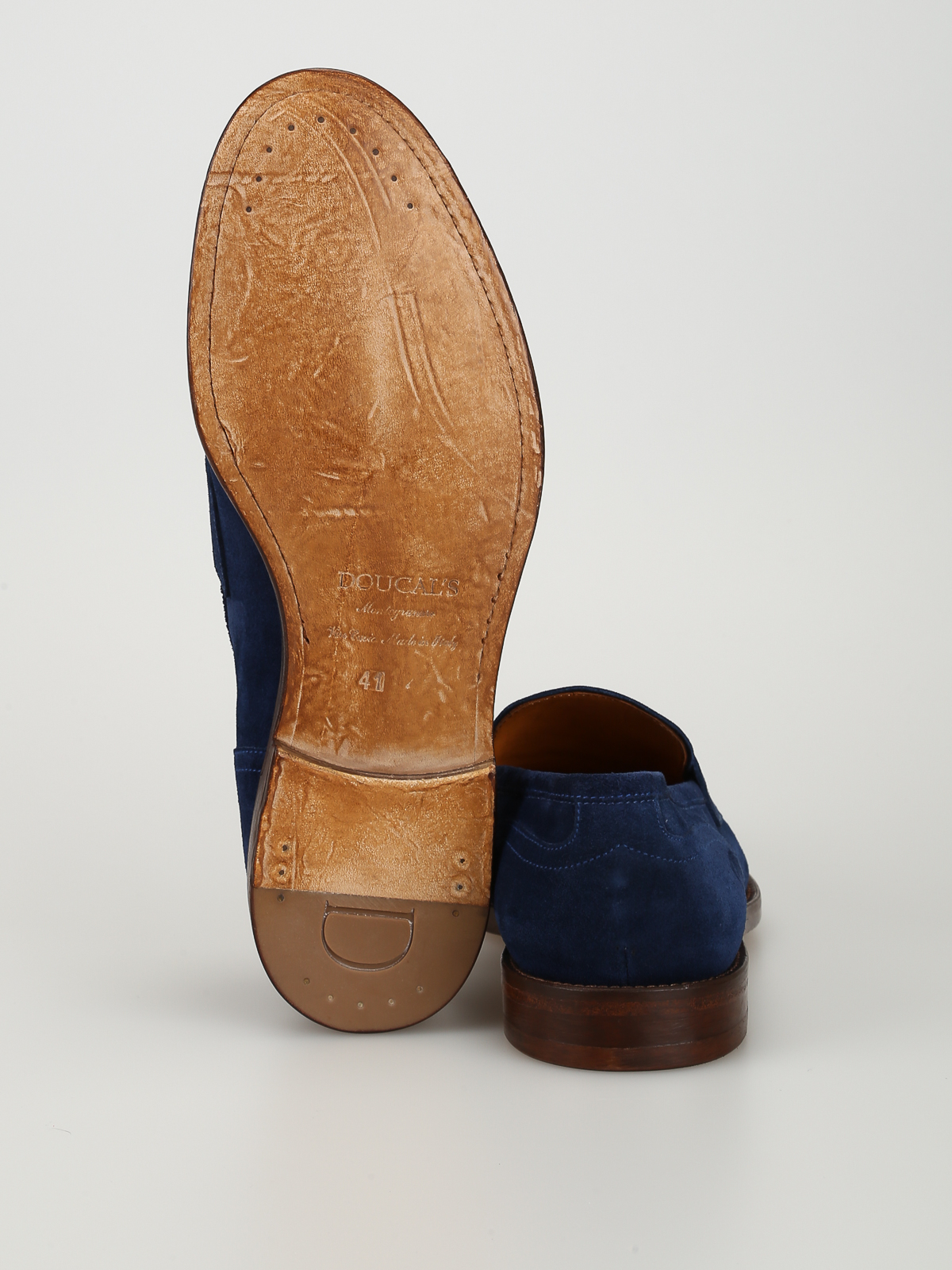 MILANO - Navy blue suede calfskin loafers