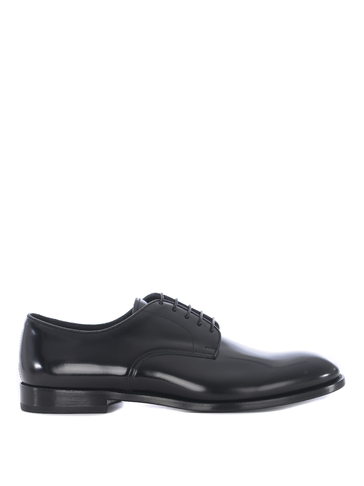 Doucal's Black Brushed Leather Derby Shoes In Negro