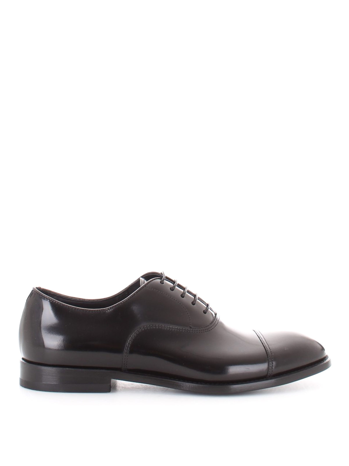 Doucal's Brushed Leather Black Oxford Shoes In Negro