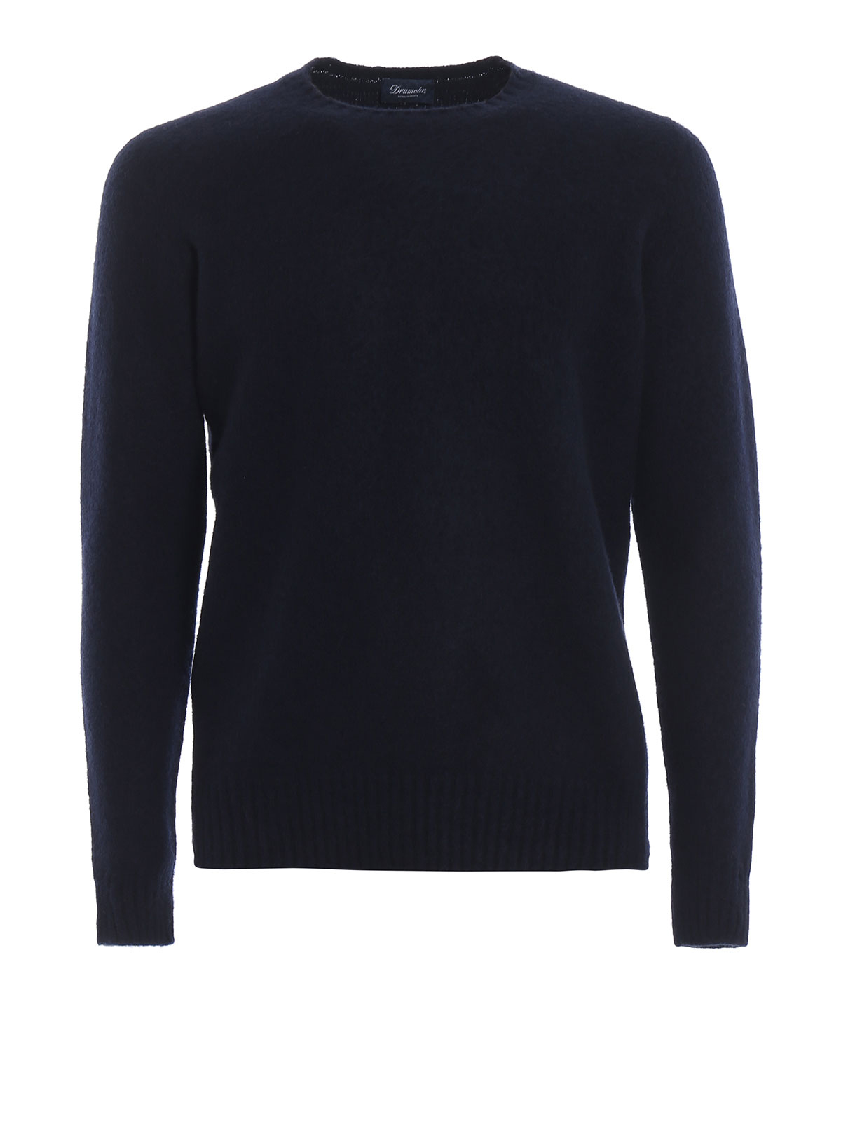 Drumohr Blue Brushed Lambswool Sweater In Azul Oscuro