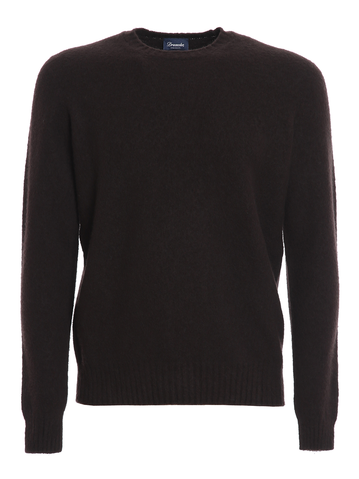 Drumohr Brushed Lambswool Sweater In Dark Brown