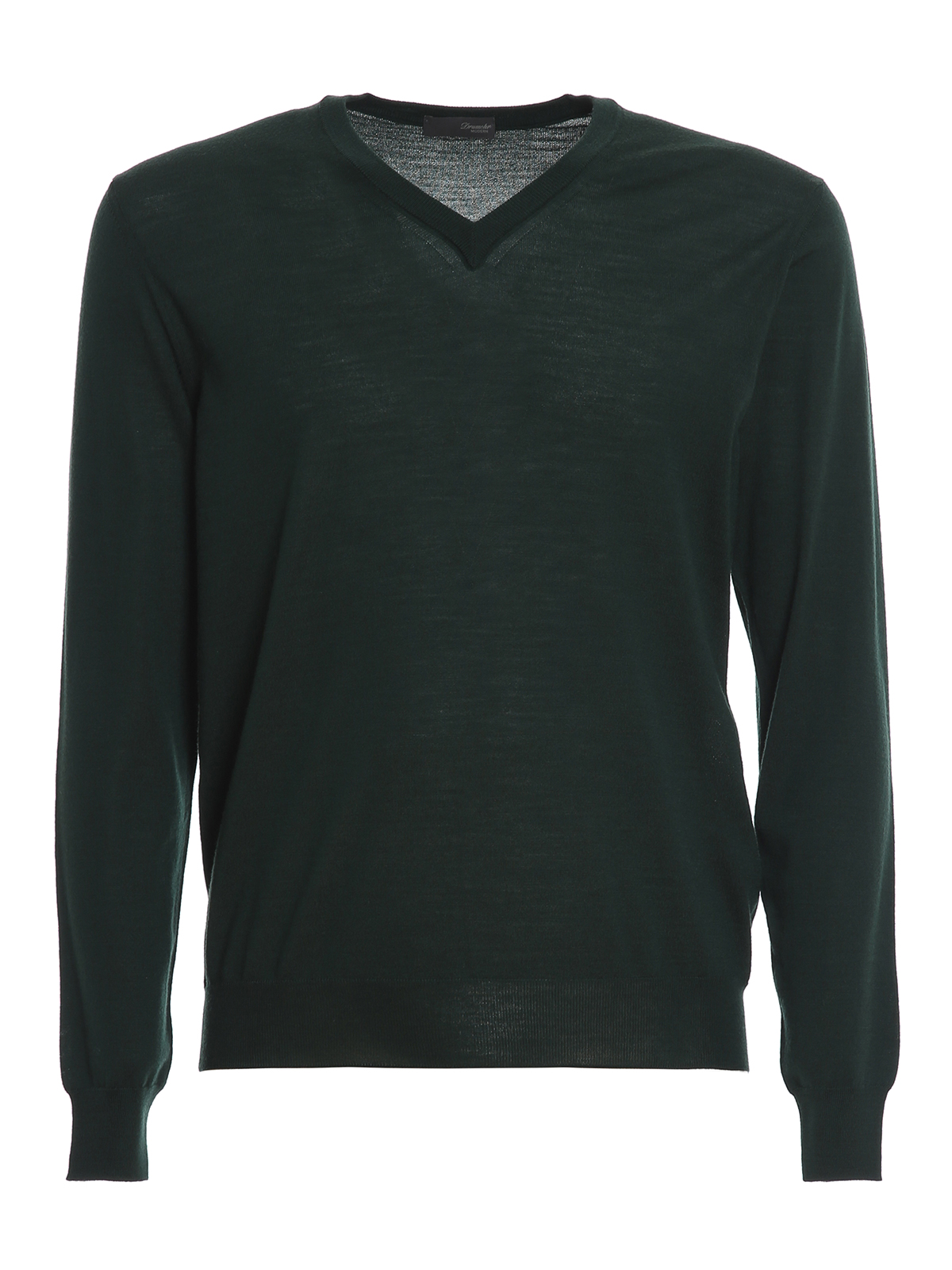 Drumohr Wool V-neck Sweater In Dark Green