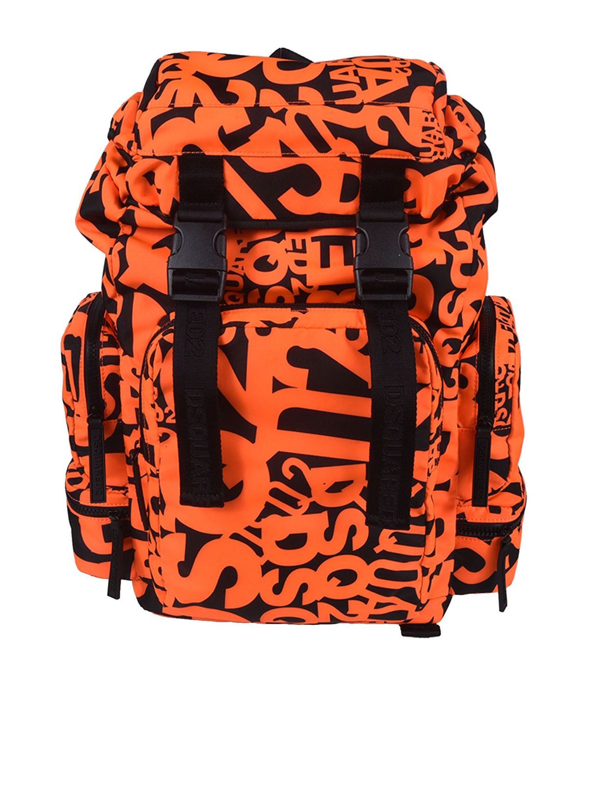 Backpacks Dsquared2 - All-over logo backpack in orange and black