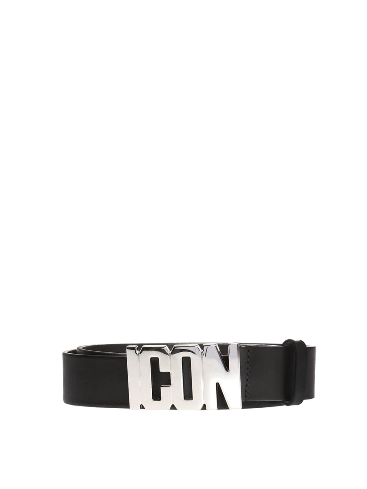 Dsquared2 Icon Buckle Leather Belt In Negro