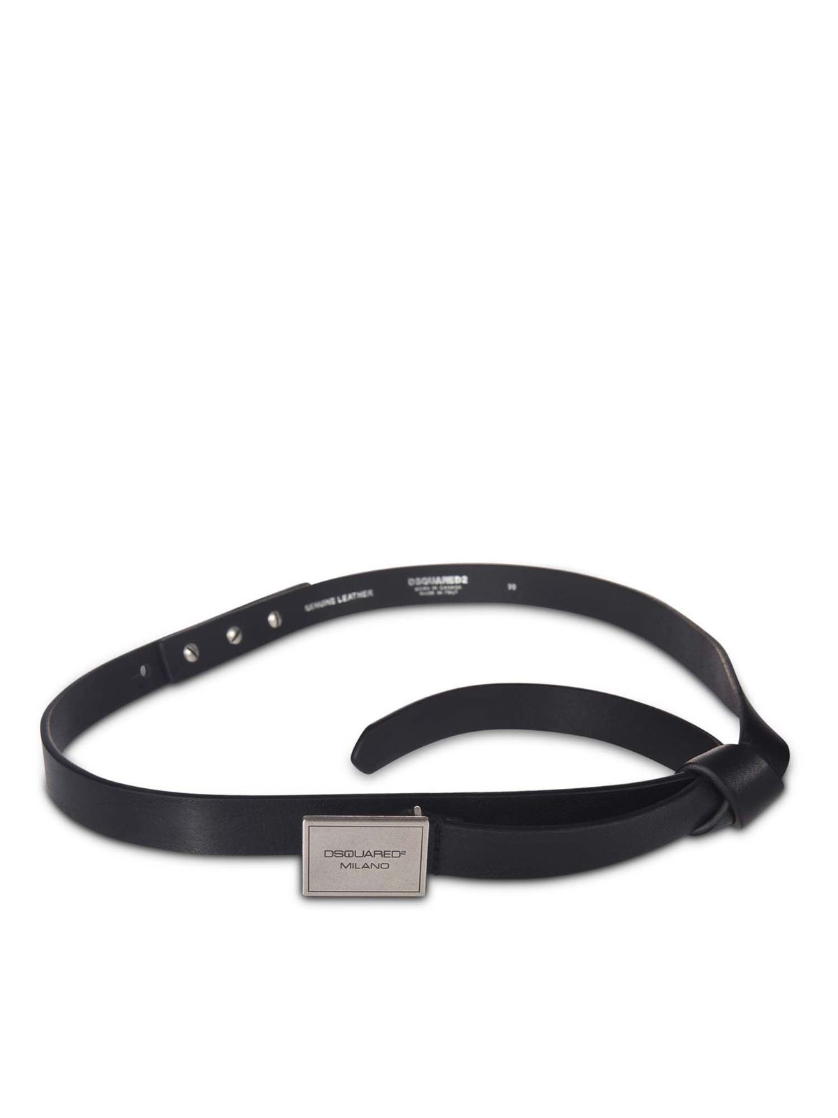 Dsquared2 Smooth Leather Knot Belt In Black