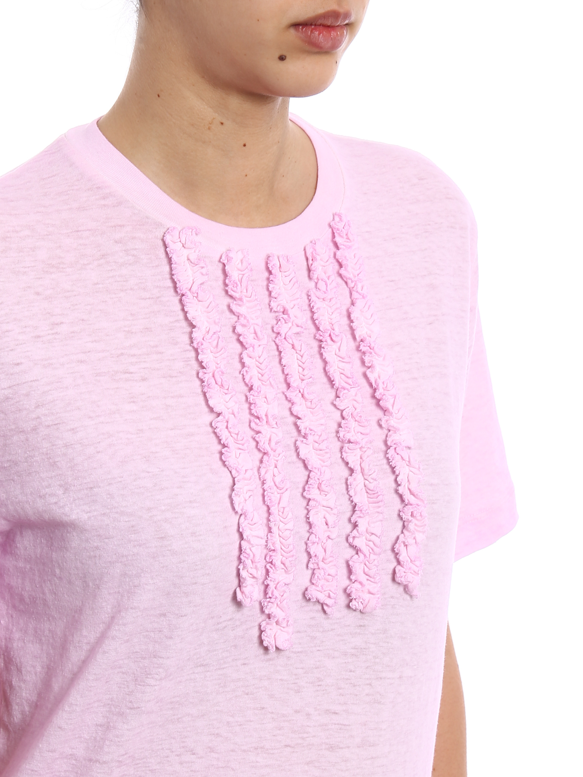 Dsquared2 Ruffled cotton pink T-shirt - Women
