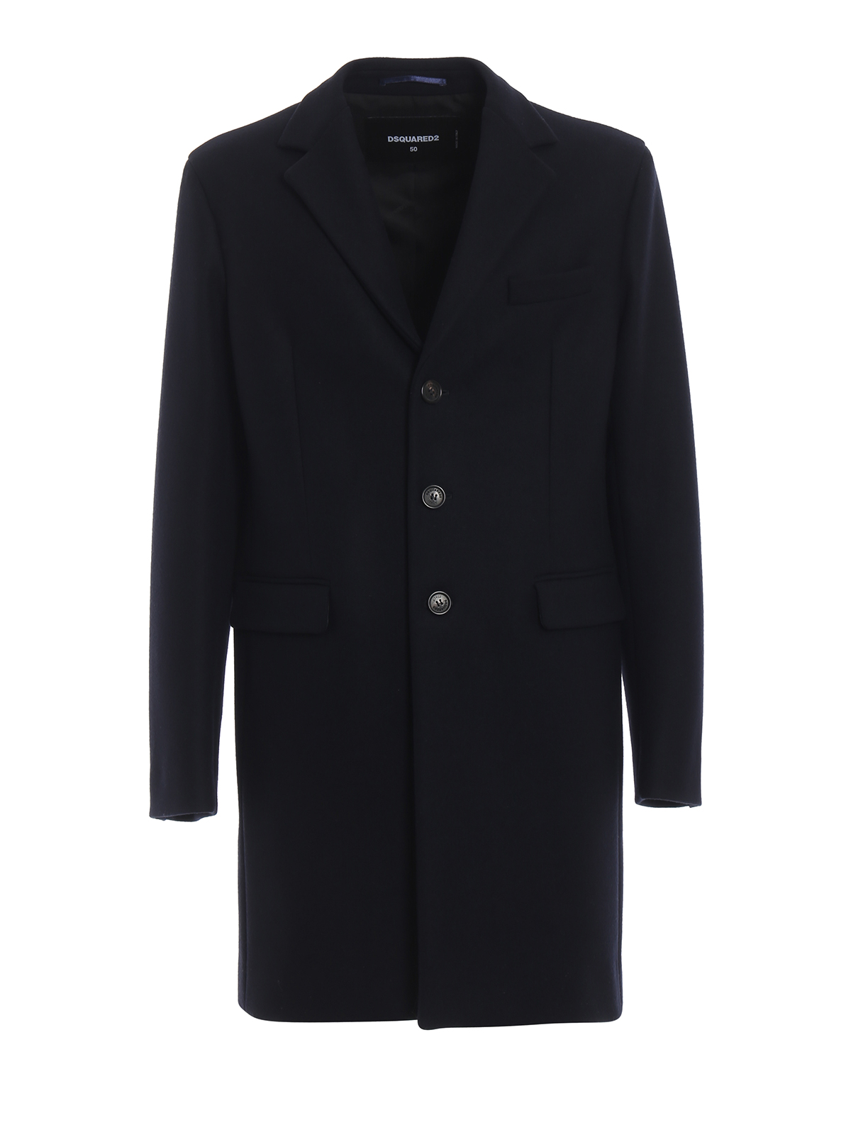 Shop Dsquared2 Blue Techno Wool Single-breasted Coat