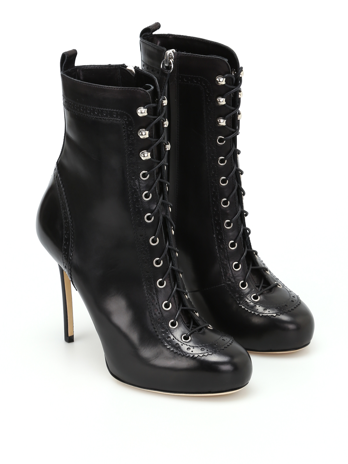 Shop Dsquared2 Witness Lace-up Heeled Booties In Negro