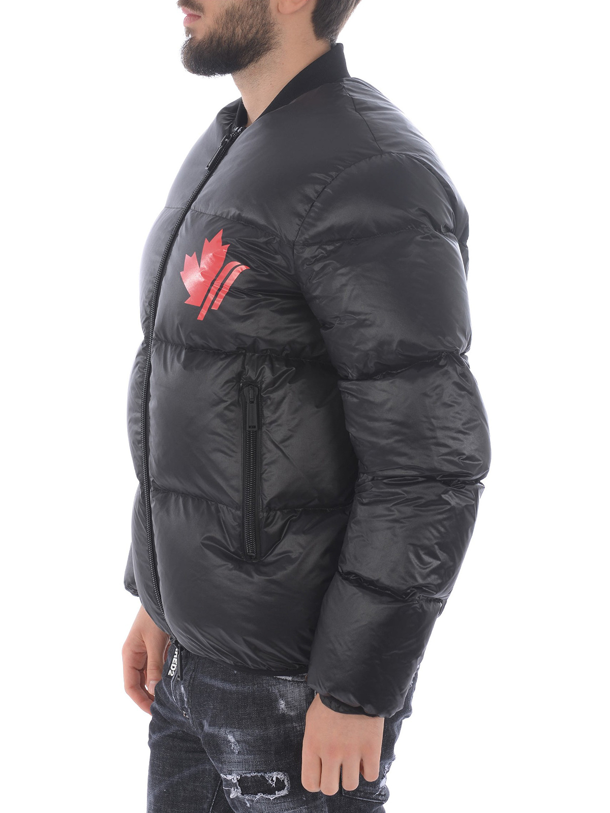 Padded jackets Dsquared2 - Maple leaf and logo print puffer jacket
