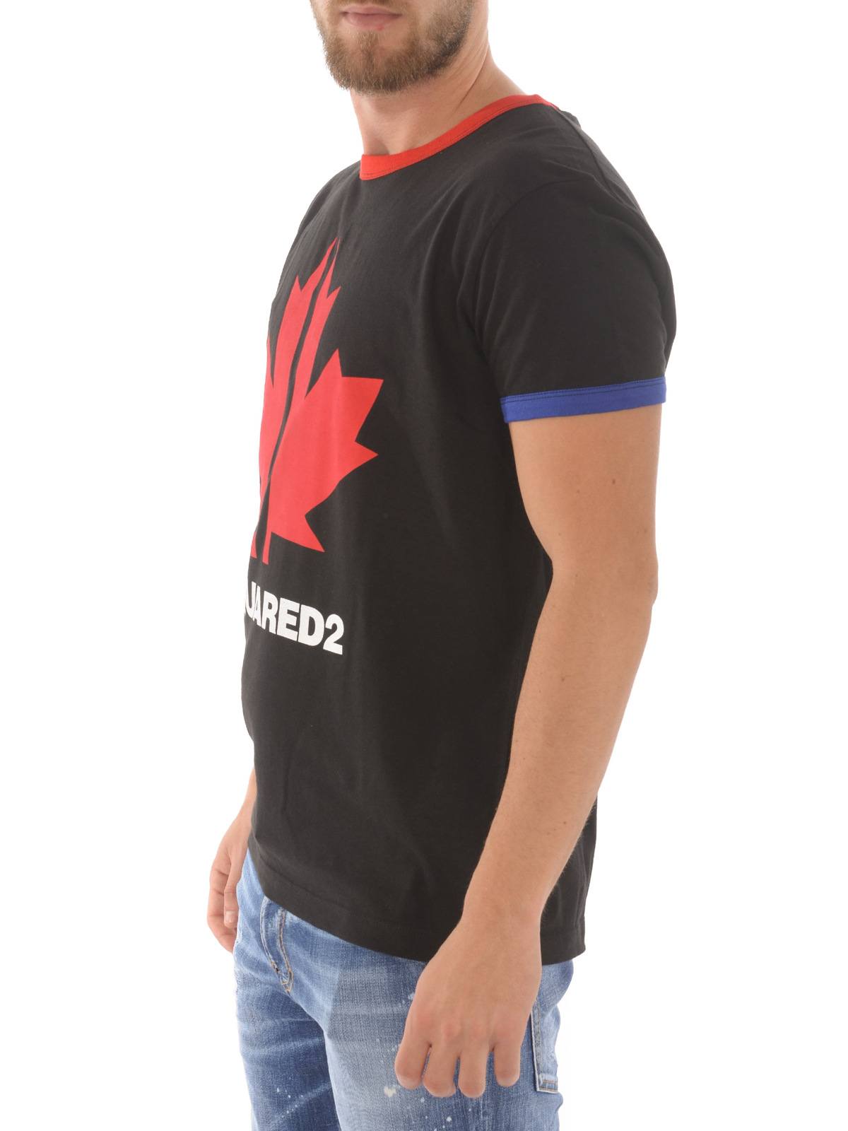 Stratford på Avon Menstruation aften T-shirts Dsquared2 - Canadian Leaf print jersey T-shirt - S74GD0695S22507900