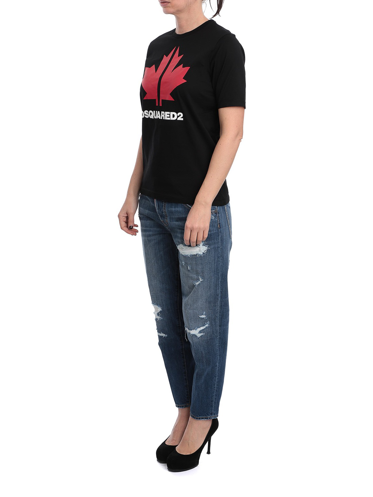 Dsquared2 T-shirt in jersey a maniche corte con stampa DQ2924-D0AD3