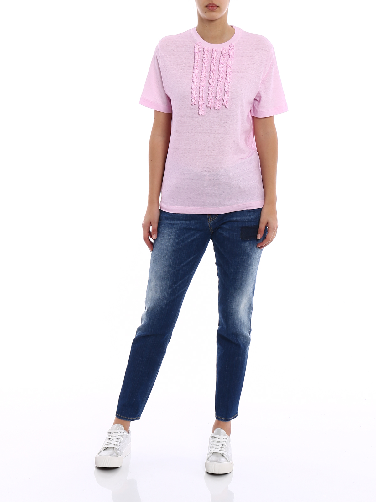 Dsquared2 Ruffled cotton pink T-shirt - Women