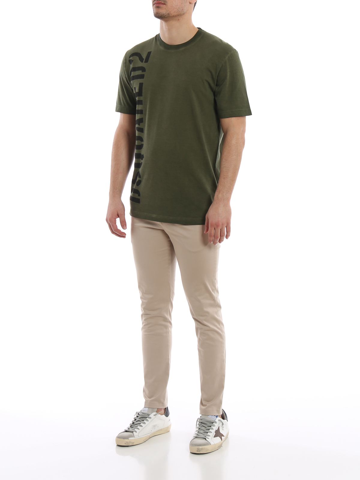 Dsquared2 Vertical logo lettering army green T-shirt