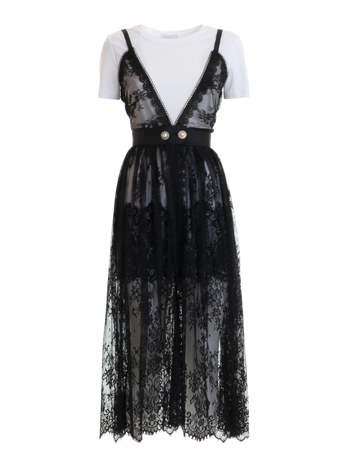 Edward Achour Paris Lace dress with T-shirt|4071028826CW111