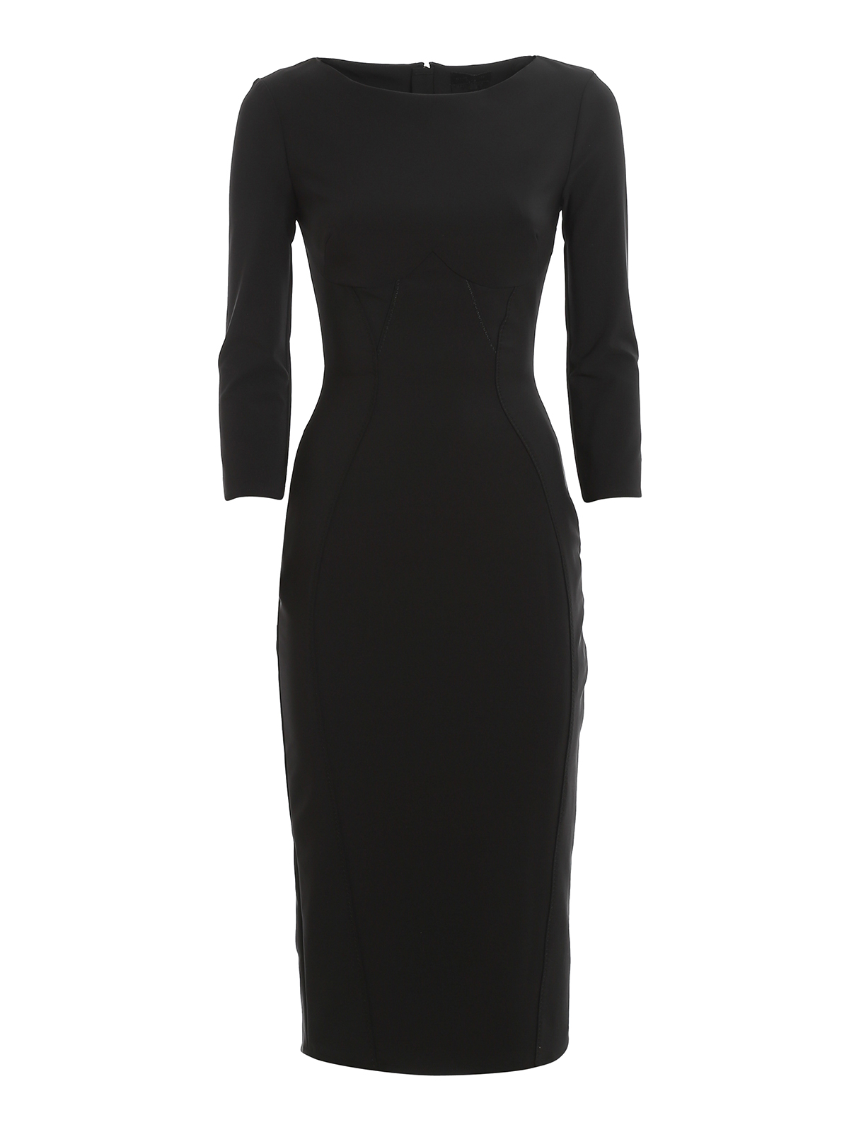Elisabetta Franchi Fitted midi dress - Black - Women|AB03806E2110 Elisabetta Franchi Fitted midi dress - Black - Women|AB03806E2110