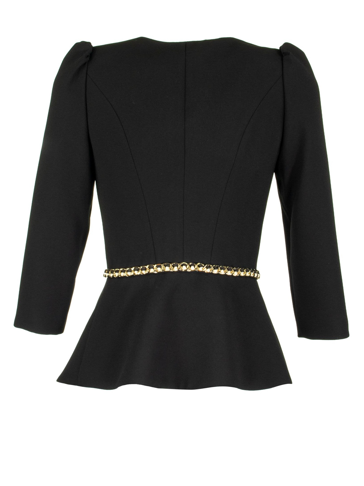 【ELISABETTA FRANCHI】ブラック ダブルブレスト ブレザー Elisabetta Franchi Black Crepe Double Breasted Belted Blazer